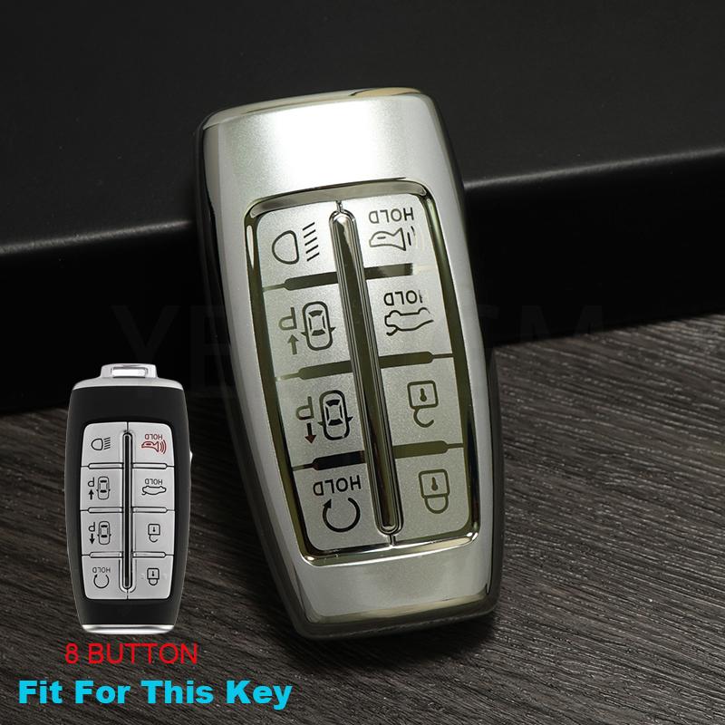 Quicksand TPU Car For Hyundai Genesis GV70 GV80 GV90 2020 2021 2022 Key Case Cover Shell Fob Holder Ring Protector Keychain