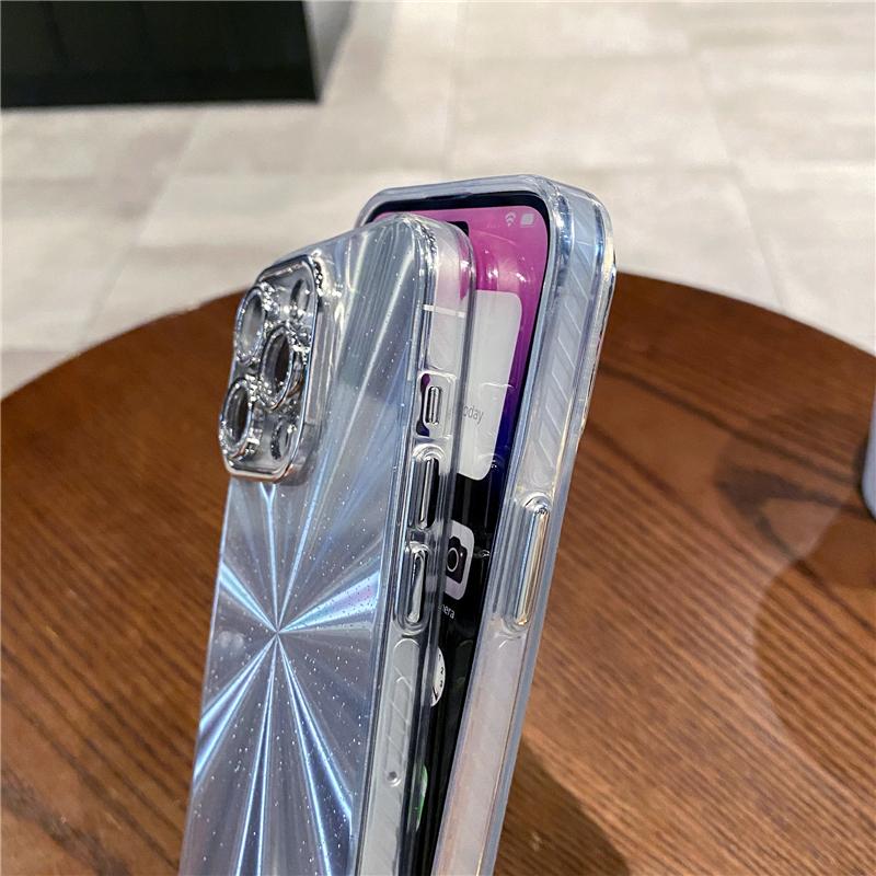 For iPhone 15 Pro Max Luxury Colorful Pattern Soft Frame Phone Case For iPhone 11 12 13 14 16 Plus Glitter Lens Protective Cover