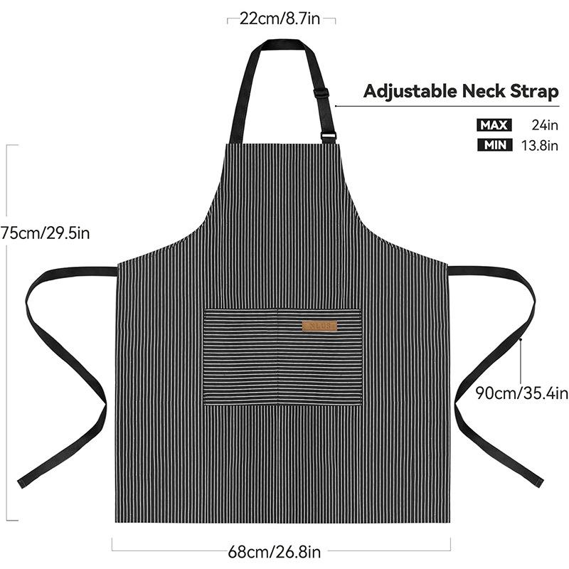 2‑Pack Stain‑Resistant Striped Sleeveless Aprons, Polyester Work Apron Set with Front Pockets for Home Kitchen & Catering