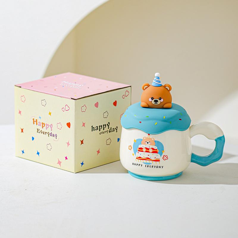 

Mug with Lid Cute Bestie Birthday Gift for Girls Coffee Ceramic Water Cup for Home Use High Value Office 301-400ml