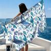 Watercolor Whale & Ocean Creature Beach Towel, Soft Microfiber Quick Dry Bath Towel, Sand-Free Large Towel for Summer Beach Pool