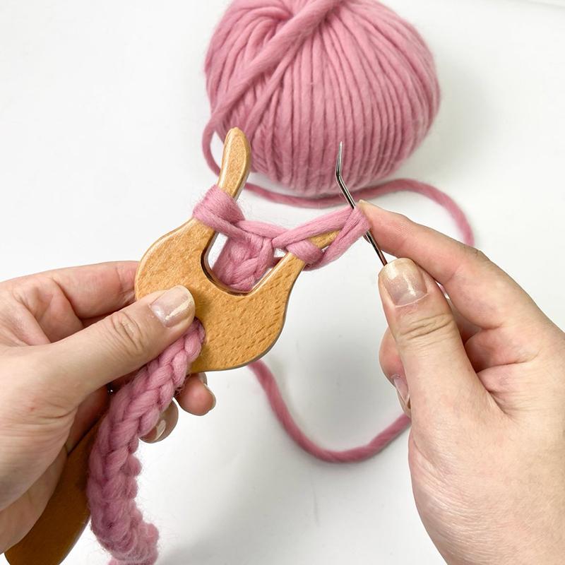 Cord Knitting Fork Wooden Weaving Fork With Curved Needle Precise Cord Crocheting Knitting Fork For Braiding Beginners