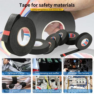 15M Heat-resistant Adhesive Cloth Fabric Tape For Automobile Flannel Tape Cloth Fleece Wiring Harness Tape Polyester Tape