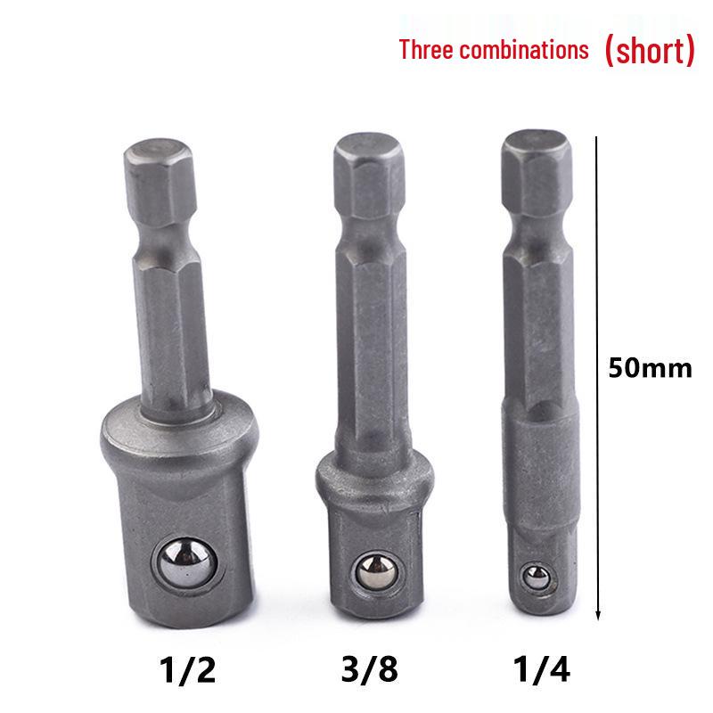 1/4" Hex Shank Socket Wrench Adapter: Hex to Square Steel Ball Joint Adapter (1/4, 3/8, 1/2)