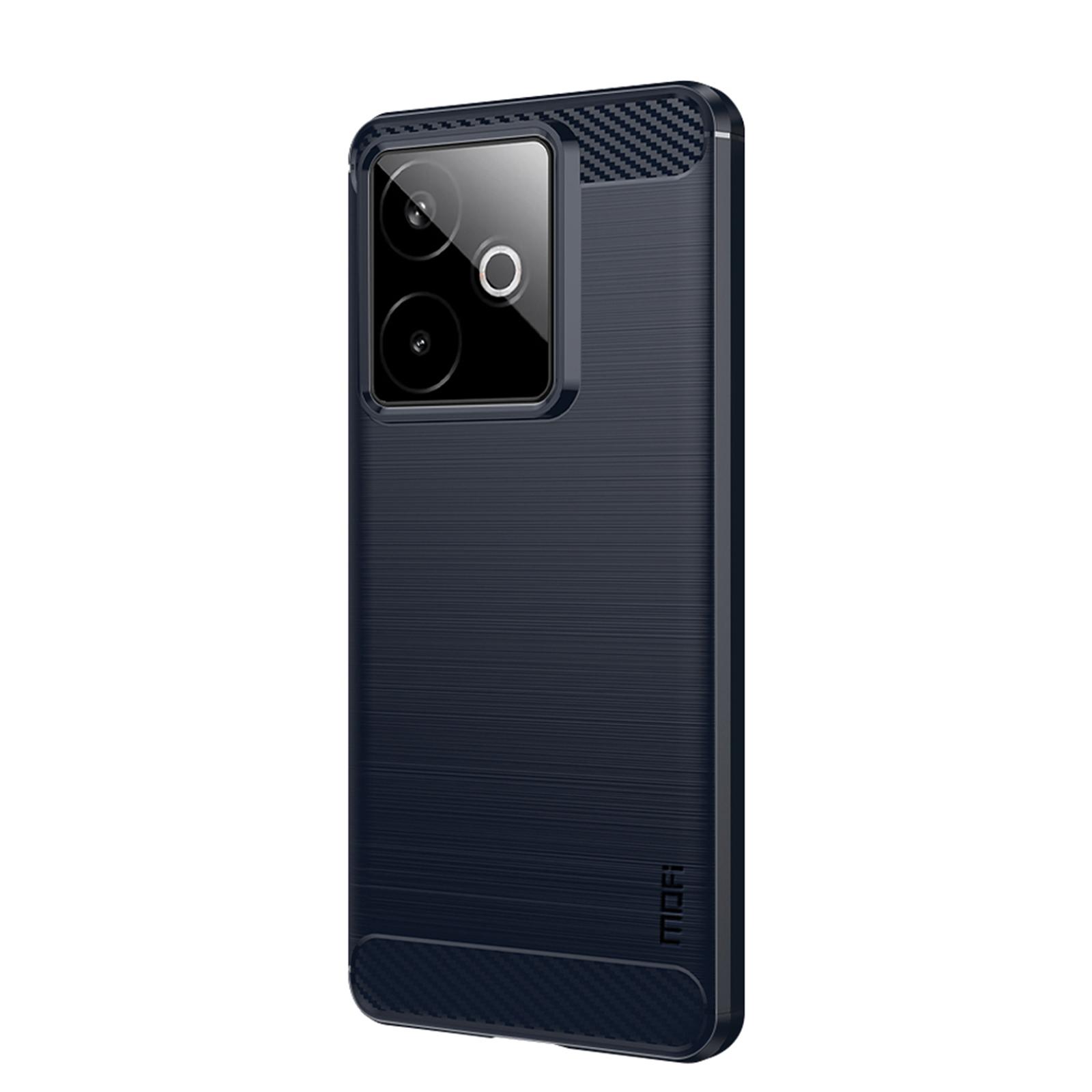 

Для Realme GT 7 5G Задняя крышка MOFI Текстура шлифованного карбонового волокна Мягкий ТПУ чехол Blue