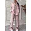 Summer 2025 Fashionista V-Neck Long-Sleeved Multi-Color Cotton Linen Pants Set for Women