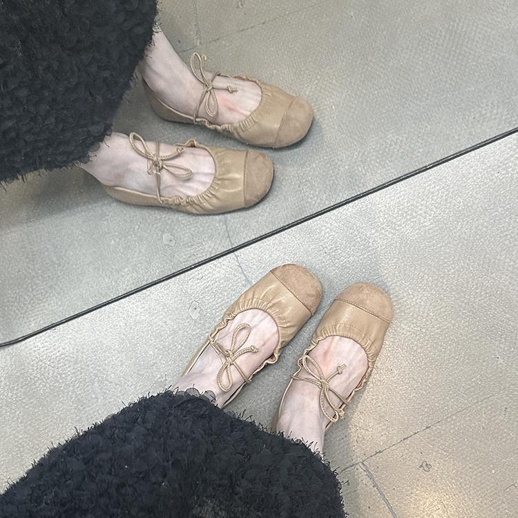 Retro-Falten-Weichleder-Nischen-flache Mary-Jane-Schuhe für Damen, Frühling und Herbst, Temperament