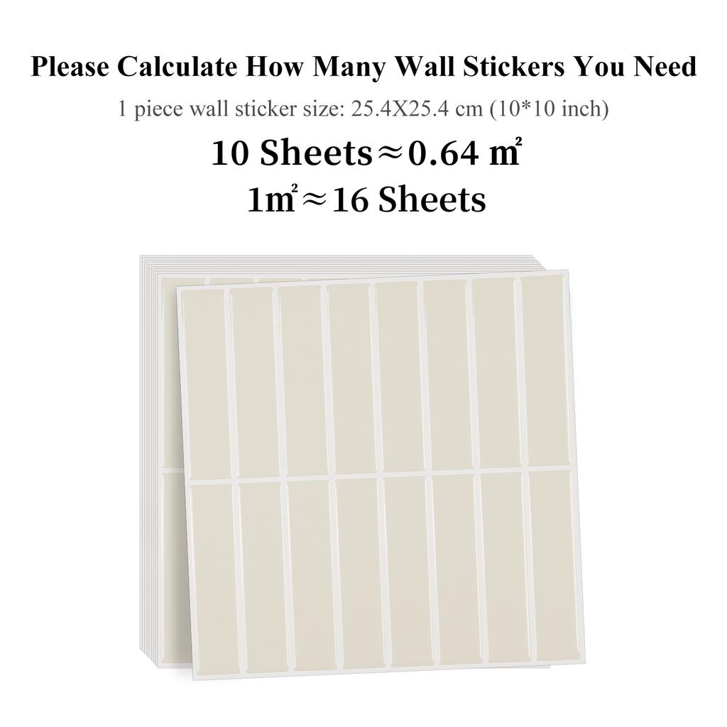 10pcs 3d Ceramic Wall Stickers Kitchen & Bathroom Backsplash Tile Decals Peel and Stick Waterproof Vinyl Wallpaper for Home Wall