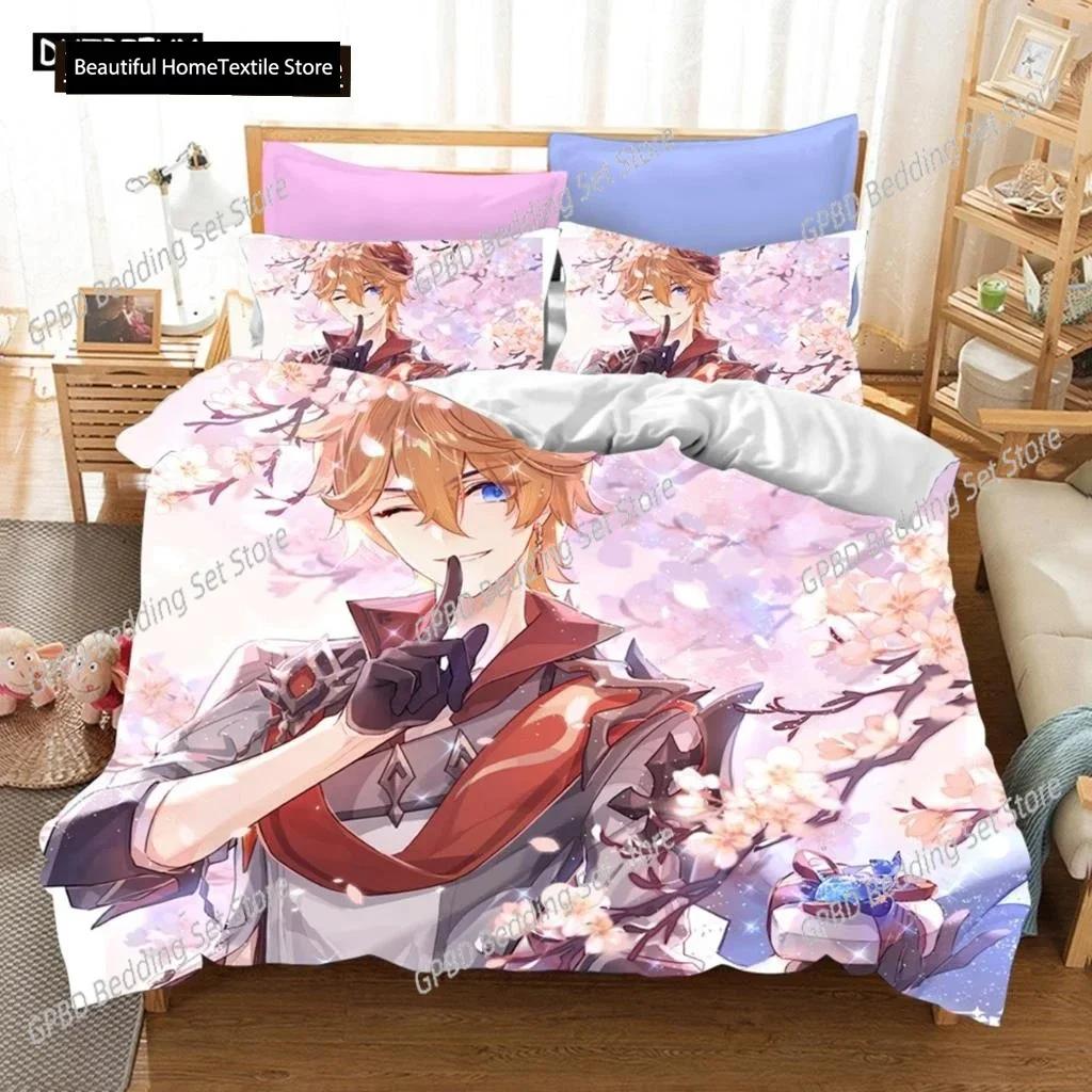 Luxury New 3D Print Game Genshin Impact Bedding Sets Keqing Xiao Duvet Cover Set Single Full Queen King Size Bed Linen