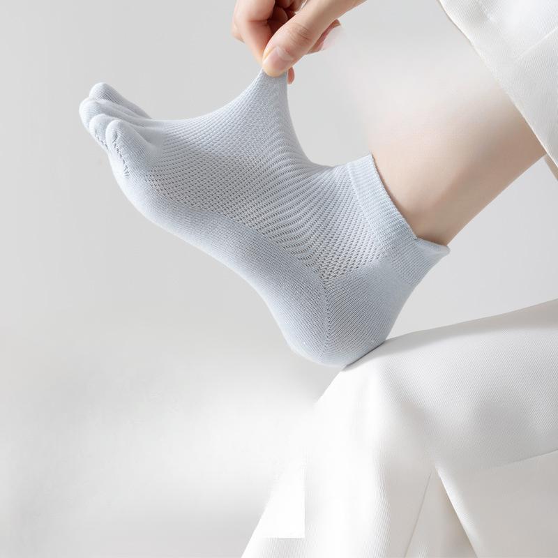 Five-finger Socks, Pure Cotton Thin Antibacterial Toe Socks with Mesh, Breathable and Odorless Toe Socks, Anti-athlete's Foot Socks