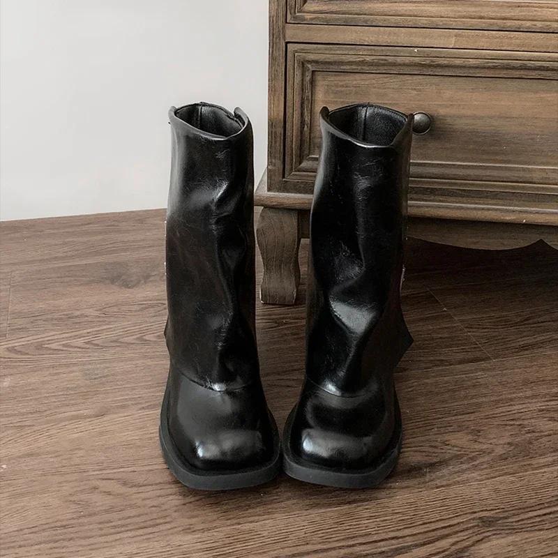 

Женские ботинки в стиле панк, ковбойские ботинки в западном стиле, модные туфли с пряжкой на ремне, осенне-зимние ботильоны на толстом каблуке, женские рыцарские ботильоны 39