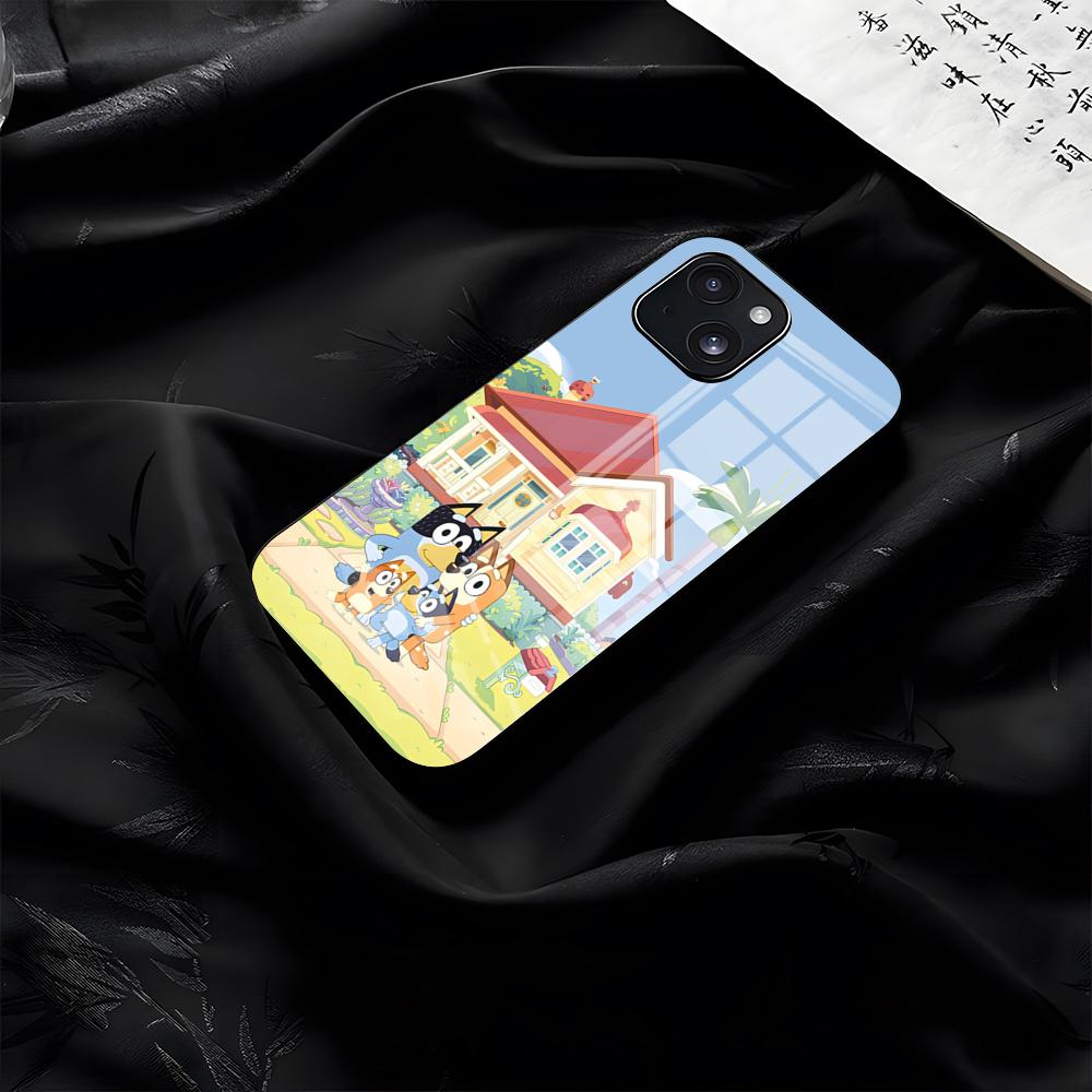 B-Bluey-es CARtoon Phone Case For IPhone 17 Pro Max 16 15 14 Pro Max 13 11 Plus Glass Cover