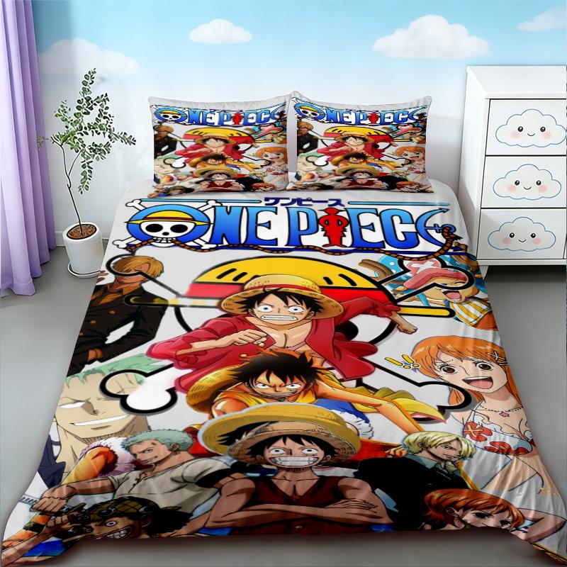 Teens One Piece Duvet Cover Luffy Cartoon Bedding Set Quilt Cover Soft Comfortable For Bedroom Dormitory Gifts