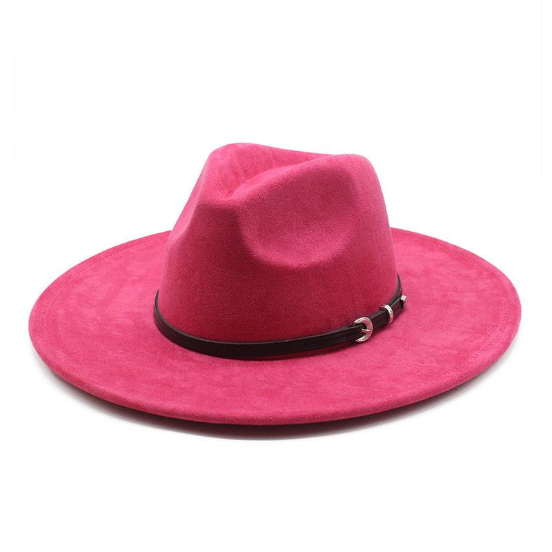 Traditional Ethnic Style Fedora Hat With Suede Fabric And Wide Brim For Winter Wear
