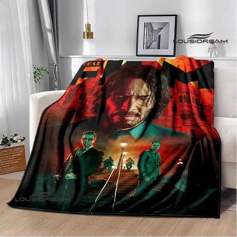 Film John Wick bedruckte Decke Picknickdecke Warme Decke Weich und bequem Heimreise Decke Bettwäsche Geburtstagsgeschenk