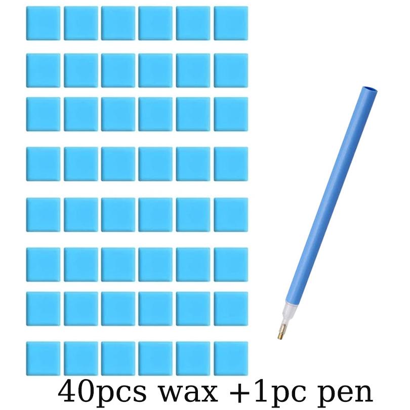 2*2cm Blaue Kreuzstich Punktkleber Zubehör Diamantmalerei Stickerei Kleber Knete Wachs Schlamm Mit Stift DIY Stickwerkzeug-Set