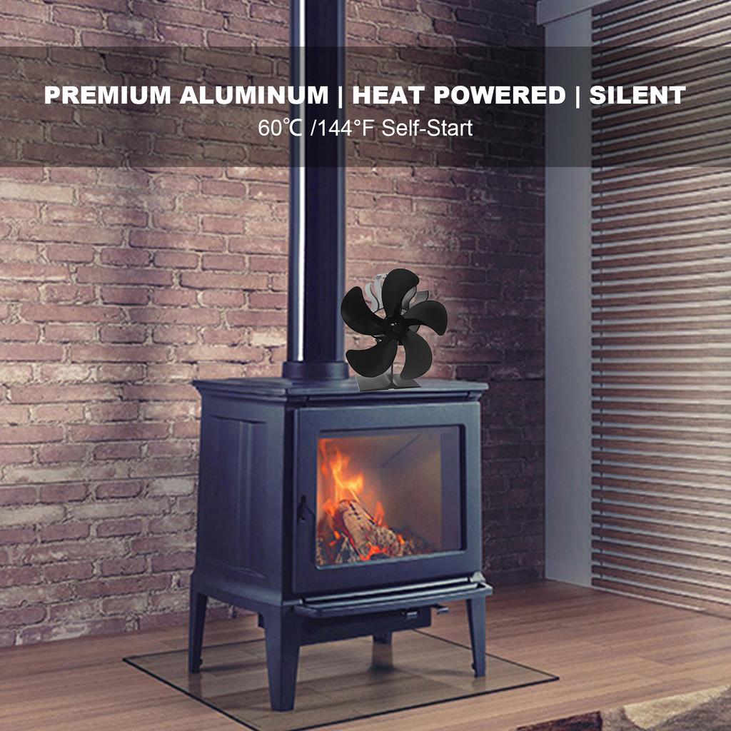 Wood Burning Stove Fireplace Fan Silent Motors Heat Powered Circulates Warm/Heated Air Eco Stove Fan for Gas/Pellet/Wood/Log Stoves