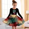 Girl Casual 3D Unicorn Pattern Print Round Neck Long Sleeve Dress Kid Princess Dress