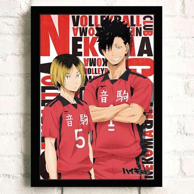 Massivholzrahmen Japanischer Anime Haikyuu! Volleyball Wand Kunst Leinwand Malerei Nordic Poster Und Druck Bilder Moderne Wohnzimmer Dekoration