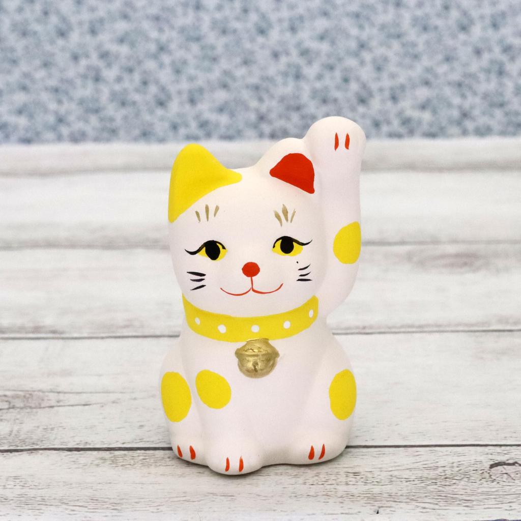 Craftsman House Seto Ware Lucky Prosperous Business and Financial Yellow Maneki-neko (Lucky Color Fortune)