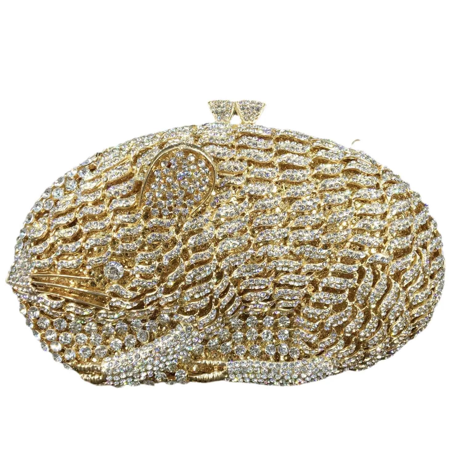 

Boutique De FGG Rat Mouse Women Crystal Clutch Evening Bags Metal Minaudiere Rhinestone Clutch Bag Wedding Handbag Party Purse Mini Clutch