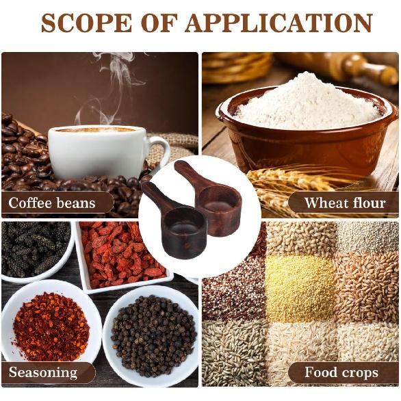 Yardwe 2pcs Wooden Coffee Scoop, Mini Measuring Spoon for Coffee Beans, Milk Powder, Kitchen Serving Ladle, 3.93x1.96x1.57 Inch