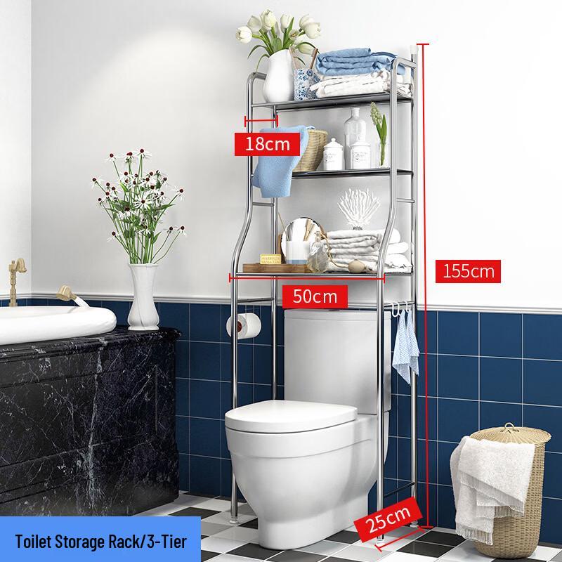 Cmaos 3-Tier Stainless Steel Bathroom Toilet Shelf