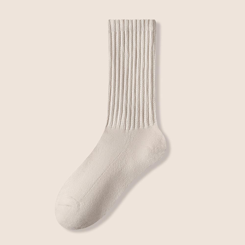 Man' Autumn and Winter Pure Cotton Fleece Vintage Antibacterial Loop Warm Long Socks