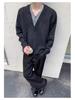 Korean Style Men's V-Neck Knit Sweater: Versatile Fake Two-Piece for Autumn/Winter