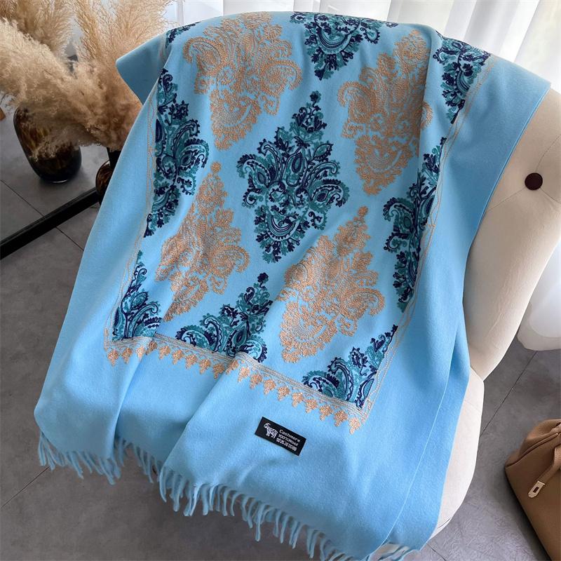 Luxury Thick Warm Shawl Winter Paisley Pashmina Blanket Poncho Stoles Print Cashmere Scarf Women Travel Wraps Bufanda Female