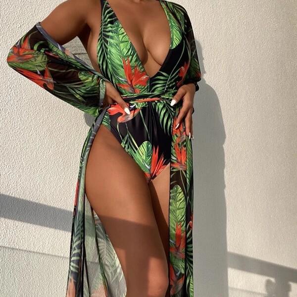 Women's Figure-Flattering Two-Piece Bikini Swimwear with Cover-Up