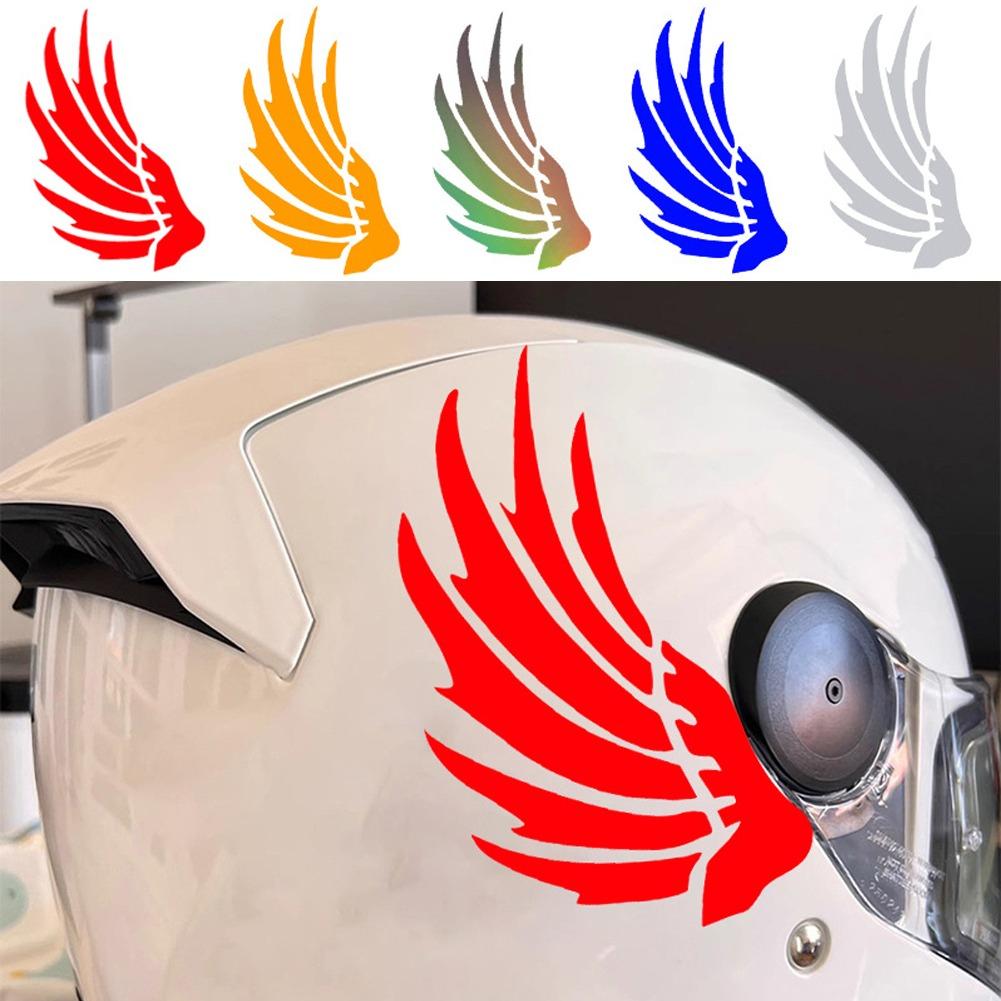 2Pcs Creative Helmet Sticker Wings Feathers Design Removable Vinyl ReflectionDecal for Motorcycle Electric Bike Decoration