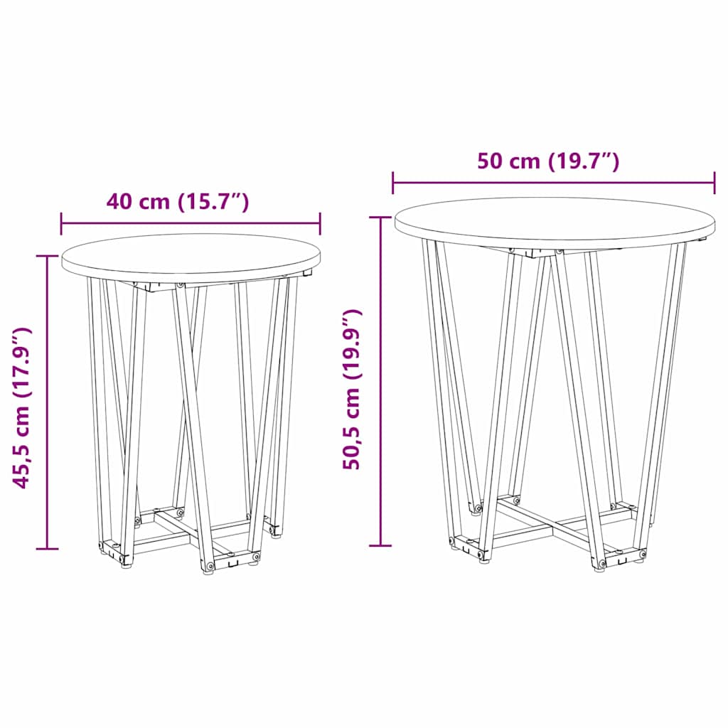 Side Table Set 2 pcs Smoked Oak and Black