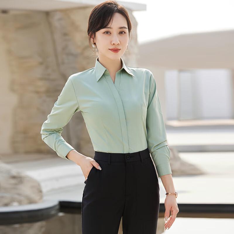 Women s Wrinkle-Free V-Neck Professional Shirt 4XL