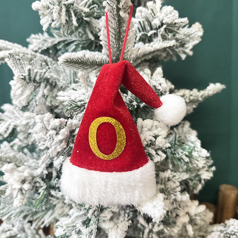 Mini Letter Christmas Hat Christmas Tree Pendant Decorations Hanging Ornament Cute Plush Velet Santa's Hat Christmas Home Decor