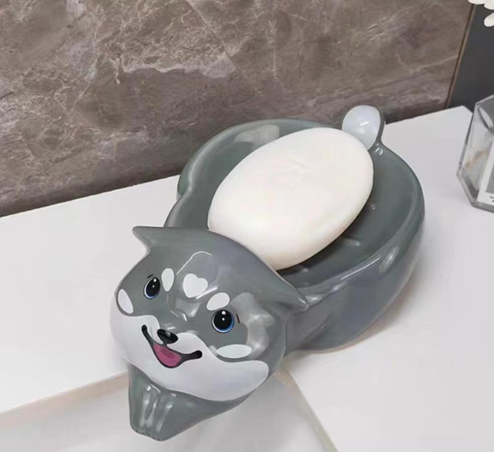 Kreskówkowy Kreatywny Ceramiczny Mydelniczka z Drenażem i Przyssawką do Łazienki