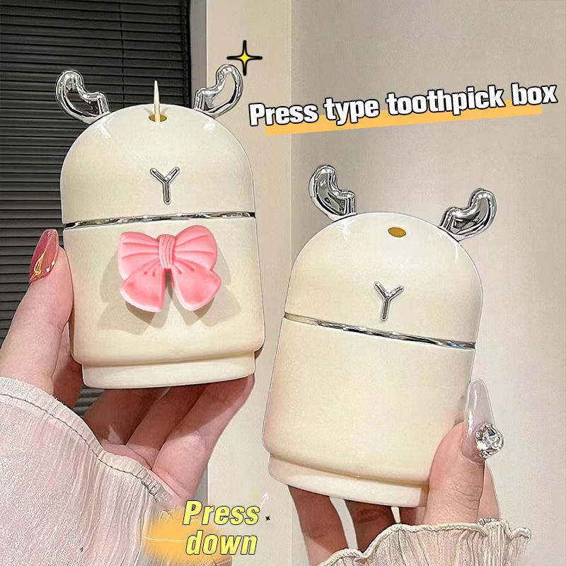 Toothpick Dispenser Cute Automatic Toothpick Holder Deer Shape Toothpick Storage Boxes Dispenser For Kitchen Desktop Supplies