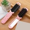 Plastic Folding Comb Portable Makeup Mirror Comb Foldable Massag Girl Bangs Fashionable Convenient Carry On Bag Comb