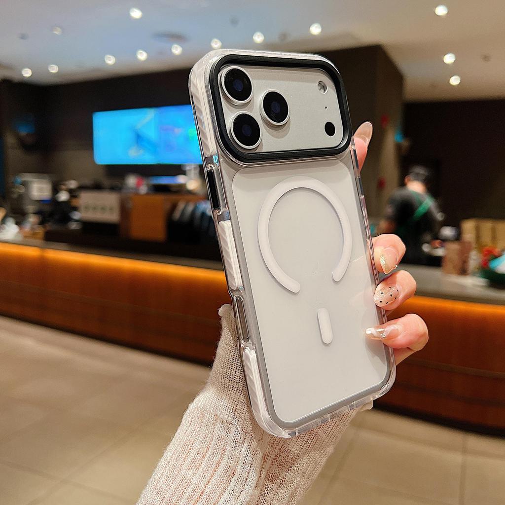 Two-Color Magnetic Acrylic Phone Case for iPhone 17 Pro Max with Large Hole Design