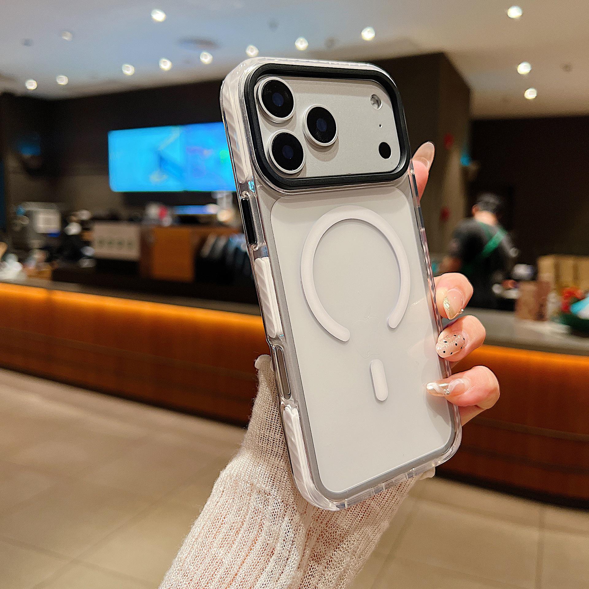 

Двухцветный магнитный акриловый чехол для телефона iPhone 17 Pro Max с дизайном большого отверстия iPhone 15 Pro Max