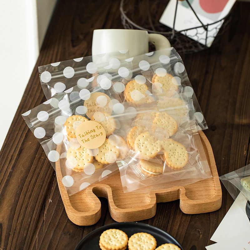 200pcs Transparent Cookie Candy Bags Wave Point Bread Toast Baking Packaging OPP Food Grade Bags