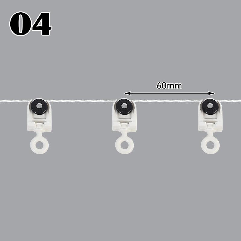 2M Silent Curtain Track Pulley For S Fold Wave Curtains Rail Distance 60mm S-wave Curtain Line Runner Curtain Track Accessories