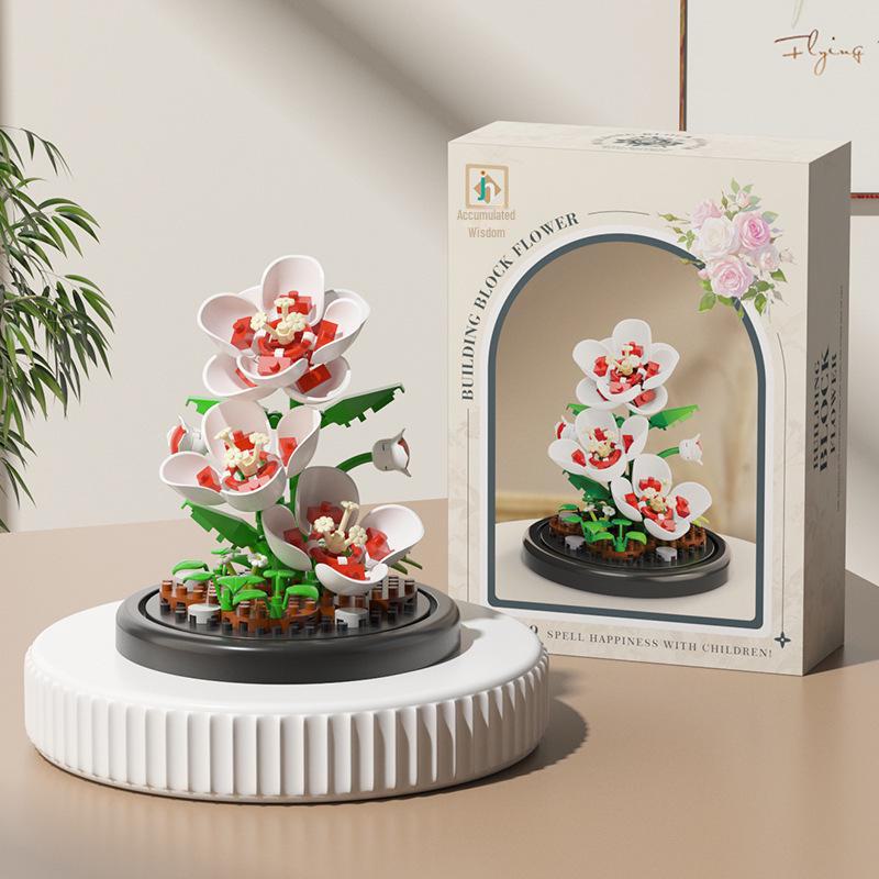 Luminous Micro-Particle Flower Building Blocks - Educational Toy & Gift for Girls