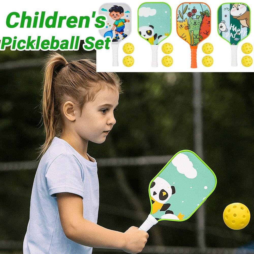 Lightweight Kid's Pickleball Set Cartoon Children's Pickleball Rackets  Pickle Ball Equipment