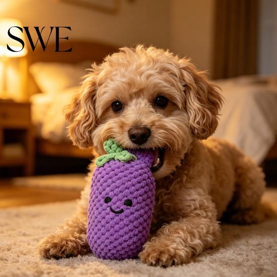 Süße Hundespielzeuge Plüsch-Gemüse-Spielzeug Quietschende Brokkoli-Aubergine Kauspielzeug Gefüllte Frühlingszwiebel Chili-Pfeffer für Welpen-Zahnen Interaktives Spiel Geformt