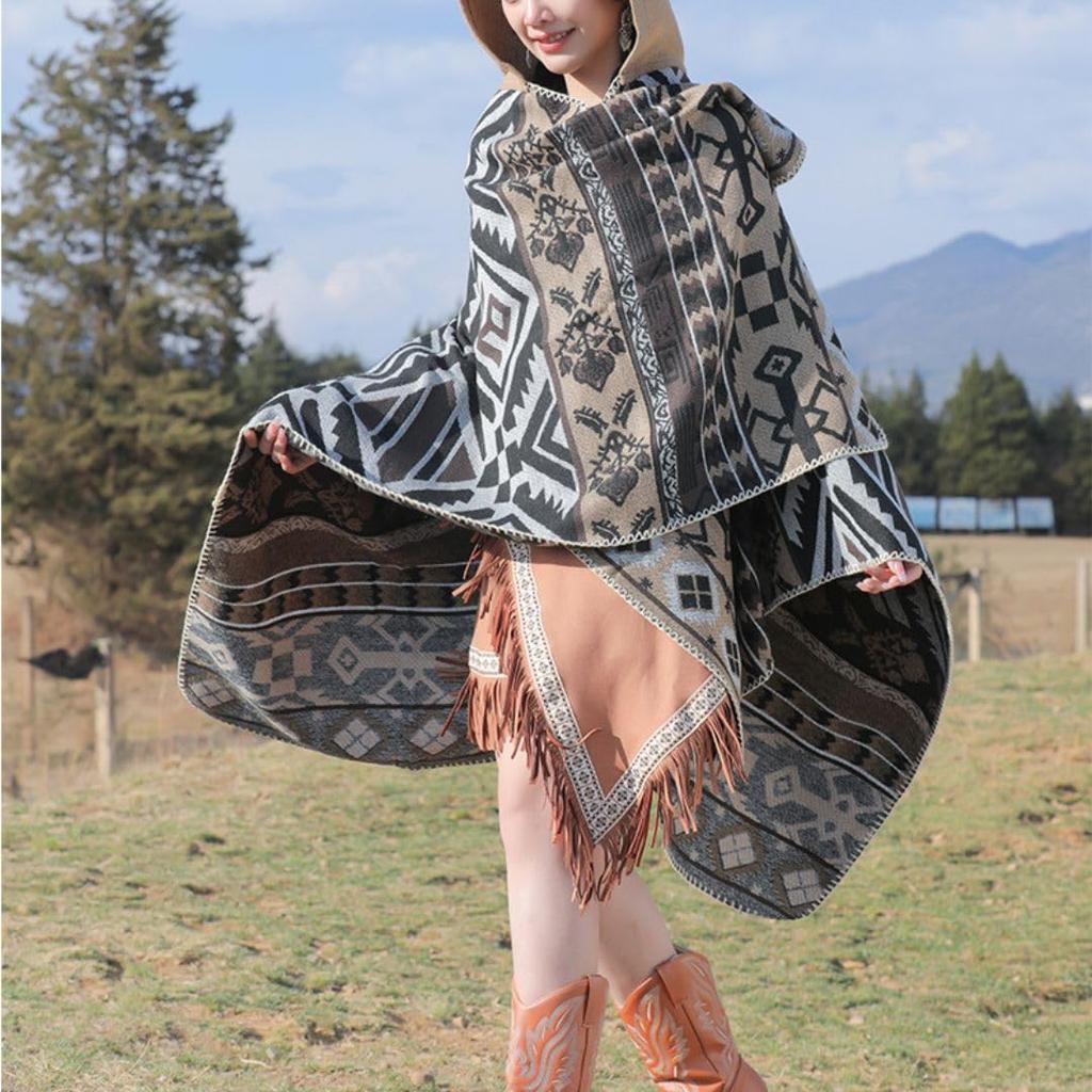 Cape, Outdoor Blanket, Bonfire Poncho, Hooded Coat, Stole, Throw (Beige) [Parallel Import]
