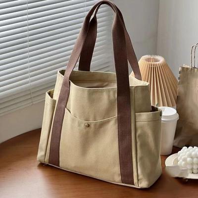 Bolsa de ombro feminina minimalista, bolsa de grande capacidade para deslocamento diário, bolsa de lona para mulheres, bolsas portáteis