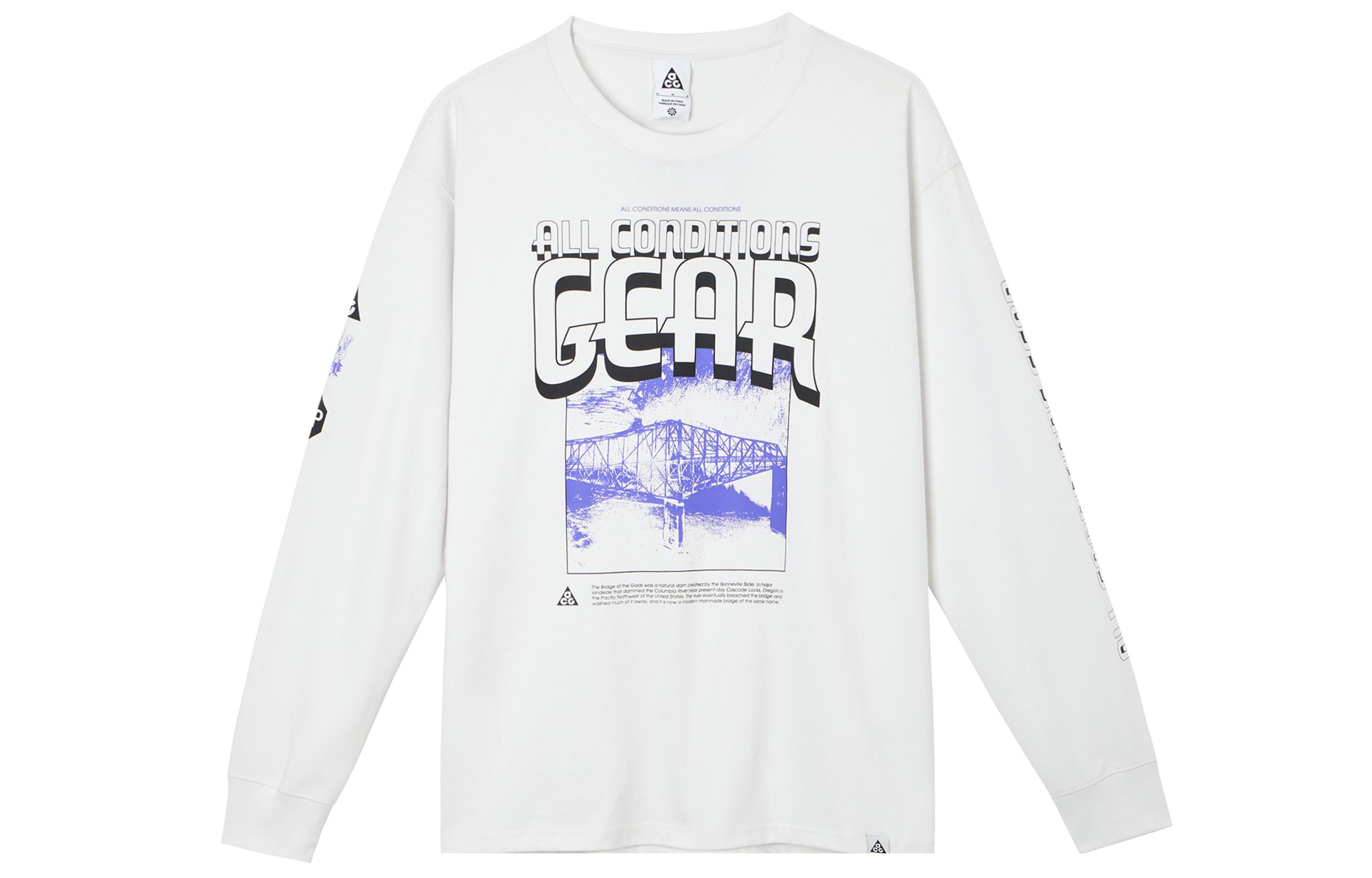 Nike ACG T Shirts Men s White Crew Neck Moderate Straight Fit FQ3730-121 M