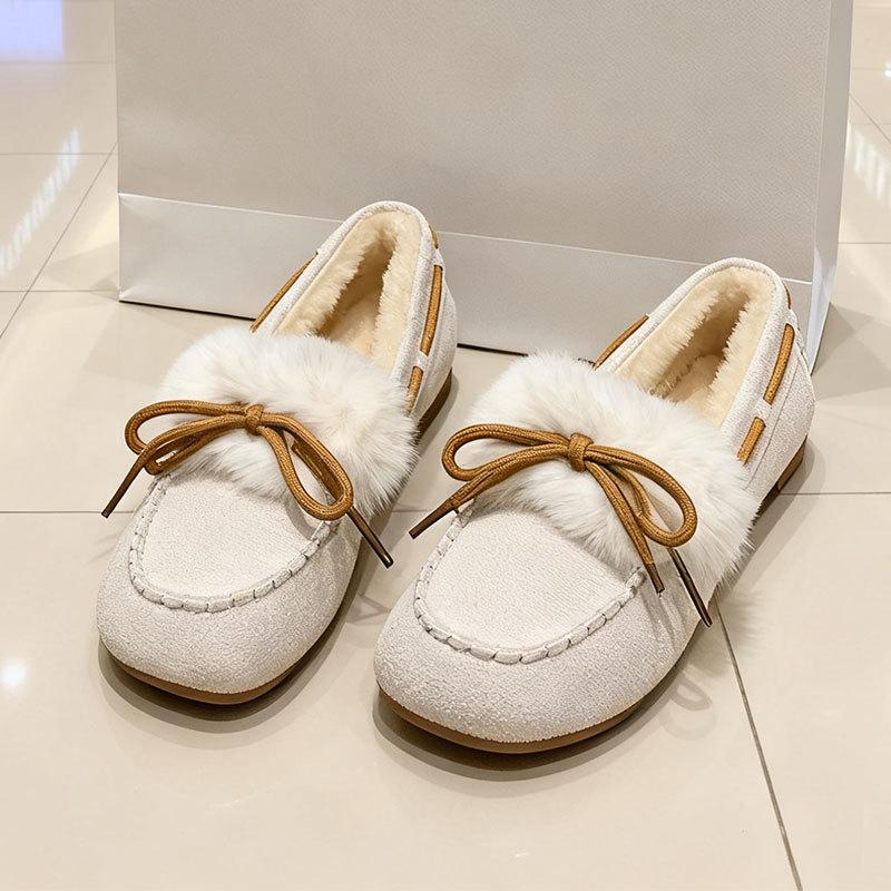 

Меховые интегрированные лоферы шапка обувь женские осенне-зимние новые плюшевые теплые снежные ботинки пух хлопок женская обувь 40 бежевый