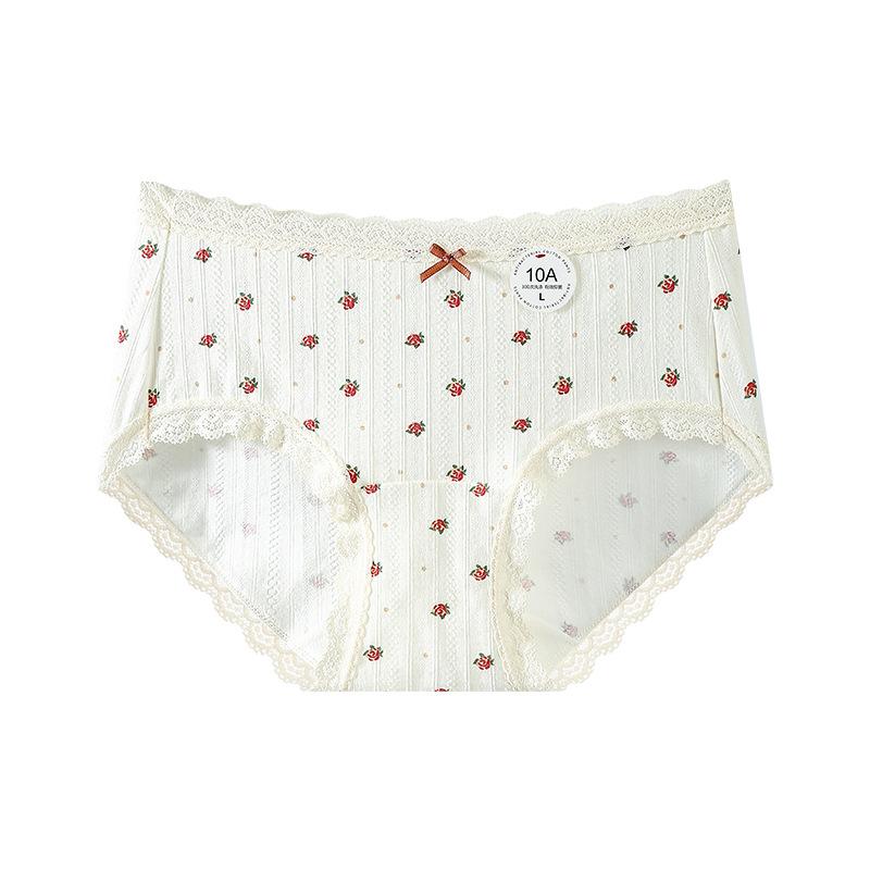 Girls Spring and Summer Print Skin Friendly Breathable 10A Antibacterial Extended Cotton Crotch Triangle Briefs